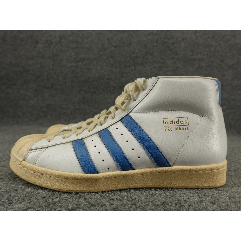 Adidas Pro Model Sneakers Mens 9 White Blue High Top Shell Toe 452133